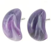 Pendientes gota resina opaca 28x16 mm - Morado oscuro jaspeado x2