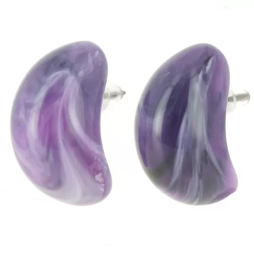 Pendientes gota resina opaca 28x16 mm - Morado oscuro jaspeado x2