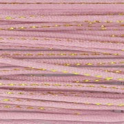 Cordón de nailon tipo «cola de rata» de 1,8 mm con hilo metalizado - Rosa - Dorado x 2,9 m