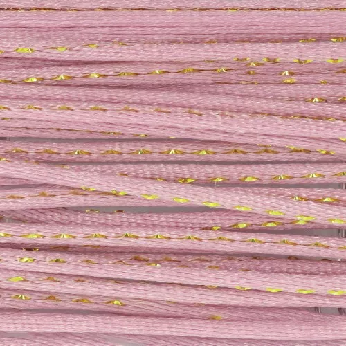 Cordón de nailon tipo «cola de rata» de 1,8 mm con hilo metalizado - Rosa - Dorado x 2,9 m