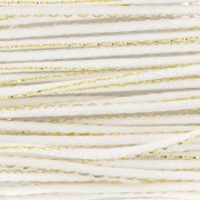 Cordón de nailon tipo «cola de rata» de 1,8 mm con hilo metalizado - Blanco - Dorado x 2,9 m
