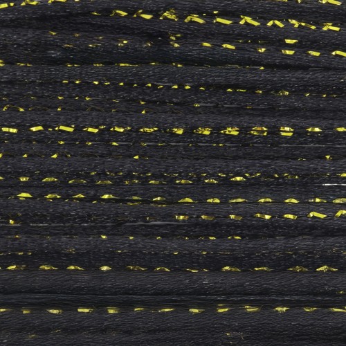 Cordón de cola de rata de nylon de 1,8 mm con hilo metálico - Negro - Dorado x3m