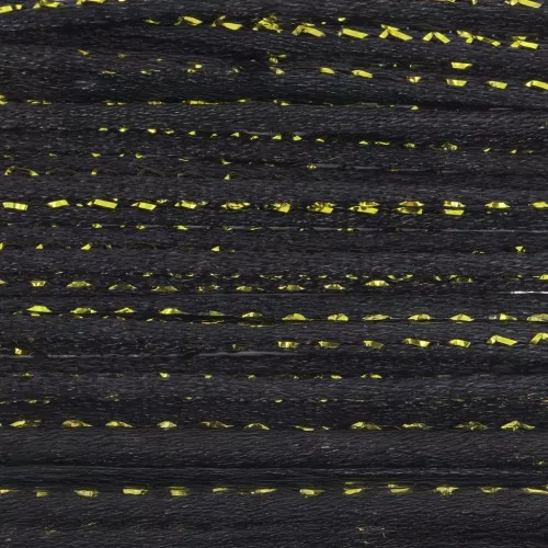 Cordón de cola de rata de nylon de 1,8 mm con hilo metálico - Negro - Dorado x3m
