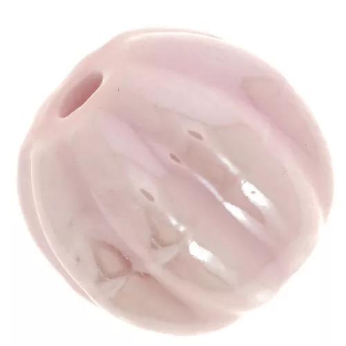 Cuentas de cerámica calabaza 13 mm - Rosa claro iridiscente x10