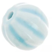 Cuentas de cerámica con forma de calabaza de 12 mm - Azul claro iridiscente x10