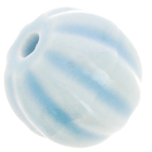 Cuentas de cerámica calabaza 13 mm - Azul claro iridiscente x10