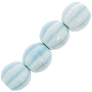 Cuentas de cerámica con forma de calabaza de 12 mm - Azul claro iridiscente x10