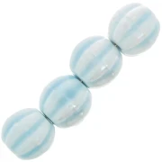 Cuentas de cerámica con forma de calabaza de 12 mm - Azul claro iridiscente x10