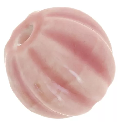 Cuentas de cerámica calabaza 13 mm - Rosa iridiscente x10