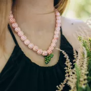 Cuentas de cerámica calabaza 13 mm - Rosa iridiscente x10