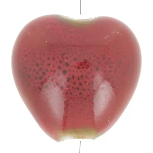 Cuentas de cerámica corazón 15x15,5 mm - Rojo - Negro moteado x5
