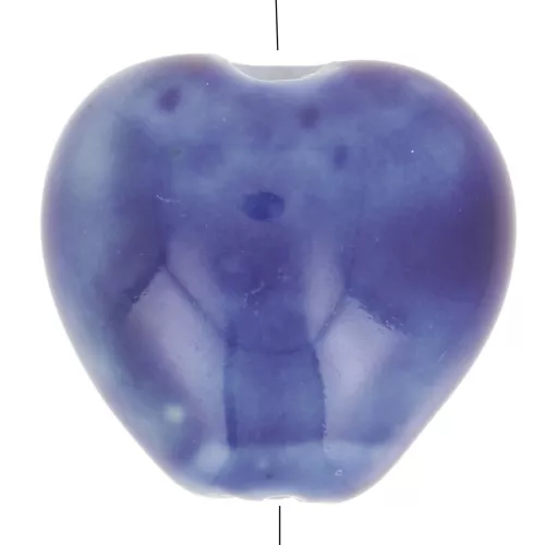 Cuentas de cerámica corazón 15x15 mm - Azul oscuro jaspeado x5