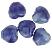 Cuentas de cerámica corazón 15x15 mm - Azul oscuro jaspeado x5