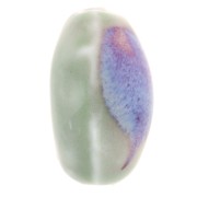 Cuenta con forma de oliva de cerámica 21x18 mm - Verde salvia - Violeta jaspeado x4