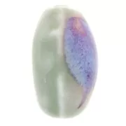Cuenta con forma de oliva de cerámica 21x18 mm - Verde salvia - Violeta jaspeado x4