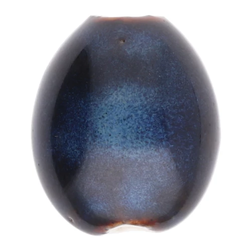 Cuentas con forma de oliva de cerámica 21x18 mm - Marrón oscuro - Azul noche jaspeado x4