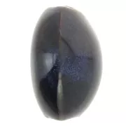 Cuentas con forma de oliva de cerámica 21x18 mm - Marrón oscuro - Azul noche jaspeado x4