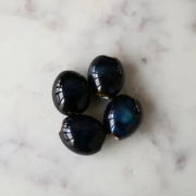 Cuentas con forma de oliva de cerámica 21x18 mm - Marrón oscuro - Azul noche jaspeado x4