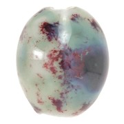 Cuenta con forma de oliva de cerámica 21x18 mm - Turquesa - Ciruela jaspeada x4|raw }}