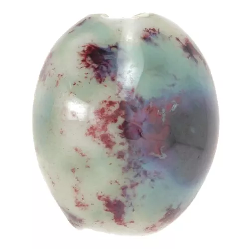Cuenta con forma de oliva de cerámica 21x18 mm - Turquesa - Ciruela jaspeada x4