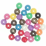Surtido de cuentas redondas aplanadas 8,5x7 mm en hueso teñido - Multicolor x35g