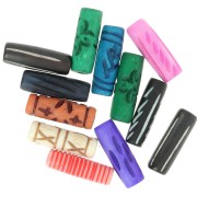 Juego de cuentas tubulares de hueso grabado 25x8 mm - Multicolor x24g|raw }}