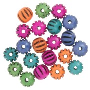Juego de cuentas de hueso grabadas redondas aplanadas de 12x10 mm - Multicolor x39g|raw }}