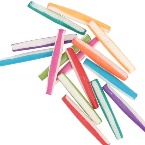 Surtido de cuentas de tubo de hueso teñido 50x8 mm - Motivo rayas - Multicolor x49g