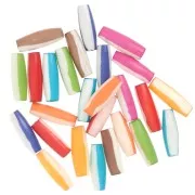 Surtido de cuentas de tubo de hueso teñido de 19x6,5 mm - Motivo de rayas - Multicolor x24g