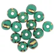 Negro - Surtido de cuentas redondas aplanadas de 10x8 mm en hueso teñido - Rayado - Verde - Dorado x20 Surtido de cuentas redondas aplanadas de 10x8 mm en hueso teñido - Rayado - Verde - Dorado x20