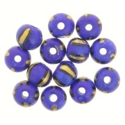 Surtido de cuentas redondas aplanadas de 10x8 mm en hueso teñido - Rayado - Azul - Dorado x20|raw }}
