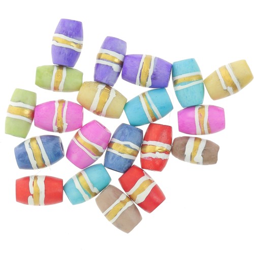 Surtido de cuentas con forma de oliva 12x8 mm - Multicolor - Dorado x20