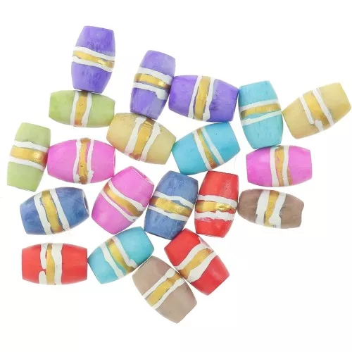Surtido de cuentas con forma de oliva 12x8 mm - Multicolor - Dorado x20