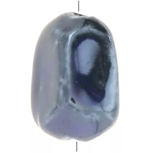 Cuenta cerámica irregular 34x26 mm - Negra - Mármol azul noche iridiscente x1