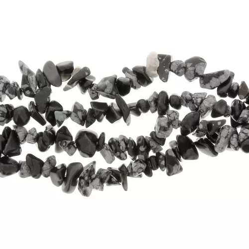 Cuentas de chips 8 - 11 mm de Obsidiana Moteada x80cm