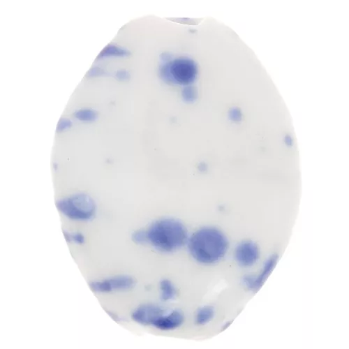 Cuenta de cerámica retorcida 28x21,5 mm - Blanco - Azul oscuro moteado x1