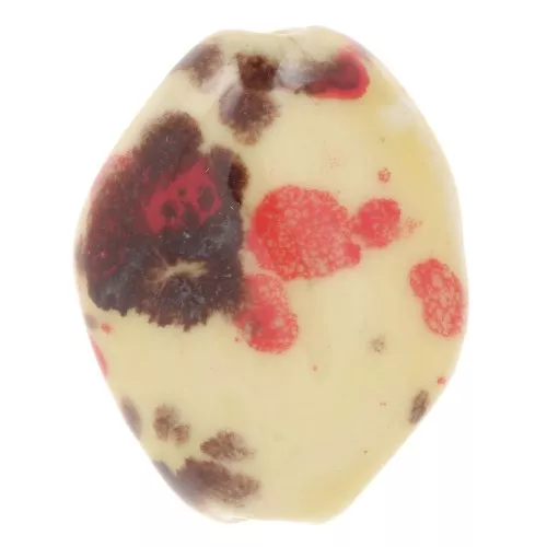 Cuenta de cerámica retorcida 28x21,5 mm - Amarillo - Moteado marrón y rojo x1