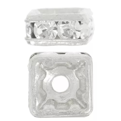 Cuenta redonda Strass cuadrada 5 mm - Plateado - Cristal x1
