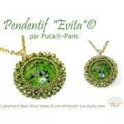 Cabujón redondo de vidrio de Puca® 25 mm - Black Stony Beige x1