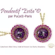 Cabujón redondo de vidrio de Puca® 25 mm - Black Stony Pink x1