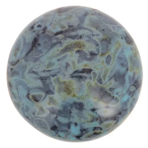 Cabujón redondo de vidrio de Puca® 18 mm - Black Stony Blue Green x1