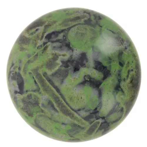 Cabujón redondo de vidrio de Puca® 18 mm - Black Stony Green x1