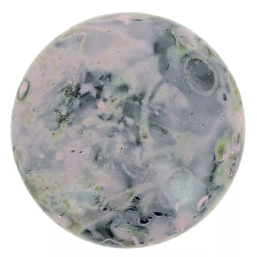Cabujón redondo de vidrio de Puca® 18 mm - Black Stony Pink x1