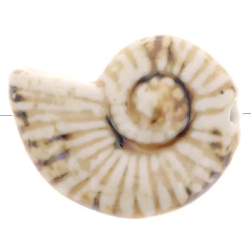 Perla de concha de cerámica 40x31 mm - Beige - Marrón jaspeado x1