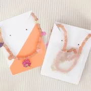 Lote de 10 tarjetas de joyería 9x6 cm - Motivo gráfico - Naranja - Blanco
