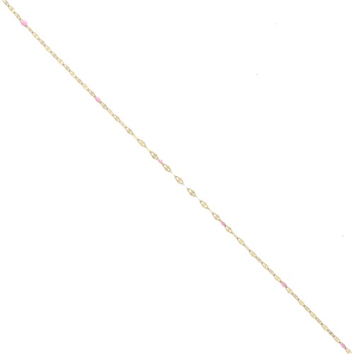 Cadena de malla fantasía y resina epoxi 1,5 mm - Acero inoxidable 304 Dorado - Rosa x1m