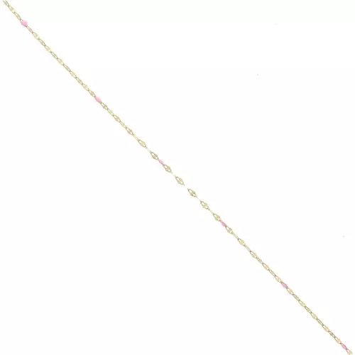 Cadena de malla fantasía y resina epoxi 1,5 mm - Acero inoxidable 304 Dorado - Rosa x1m