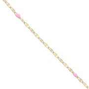 Cadena de malla fantasía y resina epoxi 1,5 mm - Acero inoxidable 304 Dorado - Rosa x1m