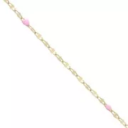 Cadena de malla fantasía y resina epoxi 1,5 mm - Acero inoxidable 304 Dorado - Rosa x1m