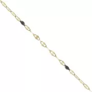 Cadena de malla fantasía y resina epoxi 1,5 mm - Acero inoxidable 304 Dorado - Negro x1m